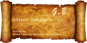 Gálosi Benjámin névjegykártya